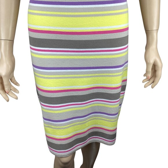 Milly New York Womens Sleeveless Knit Dress Size Small Yellow Pink Striped - Picture 5 of 8